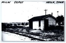 c1960's MILW Neola Iowa Railroad Vintage Train Depot Station RPPC Photo Postcard picture