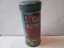 Vintage Old Empty Slade’s Nutmeg Spice Tin Metal Shaker Graphic Can 2 Oz USA picture