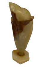 Alabaster Onyx Real Stone Abstract Bud Vase Sculpture  6” Tall Vintage Handmade picture
