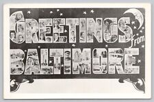 Postcard Greetings from Baltimore - Large Letter RPPC Real Photo picture
