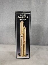 Vintage Tall Brass Plated Savings Bank with Keys and Lock to Save Money picture