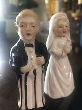 Vintage Bride And Groom Young Old Two Faced Salt Pepper Shakers Set Japan 50’s picture