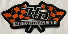 Harley Davidson Nation Racing Checkered Flags Patch 10 Inch picture