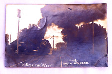 Hooper Nebraska Train Station No. 5 Locomotive West RPPC 1908 Guy W Johnson picture