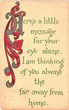 Here's A Little Message For Your Eye Alone I am Thinking of You Always Postcard picture