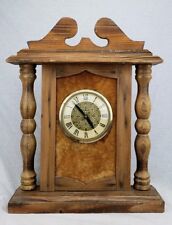 Vintage Lanshire Mid Century Modern Mantel Clock Retro MCM Electric Wood Columns picture