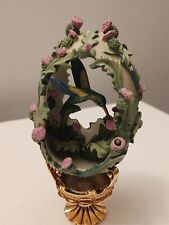House Of Faberge Hummingbird Egg with Purple Flowers & Stand Jewels In The... picture