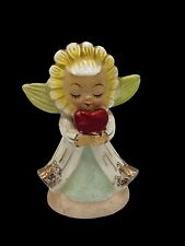 Vintage Anthropomorphic Flower Figure Holding Heart Ceramic Angel Japan Girl picture