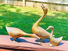 Vintage Brass Duck Goose Lot of 3 Figures Swan Collectible Figurines picture