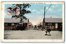 c1920's Main Street Barracks Fort Sheridan Illinois IL WW1 Antique Postcard picture