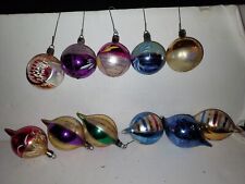 11 Vintage Teardrop/round Mercury Glass Christmas Tree Ornaments / Balls- Poland picture