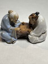 VINTAGE SHIWAN CERAMIC ART POTTERY CHINESE FIGURINE MUD MEN W/ BOARD GAME picture