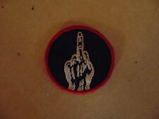 PATCH VINTAGE VERY OLD BUT NEVER SEWN THE MIDDLE FINGER RED WHITE AND BLUE picture