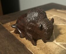 Vintage Handcrafted Carved Wood Buffalo Bull American Bison picture