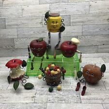 6 Apple Fruit Shelf Sitters Anthropomorphic Figures picture