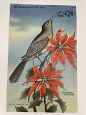 Florida FL Mocking Bird Poinsettia Postcard Old Vintage Card View P3 picture