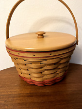 Longaberger Medium  Round Vintage Basket 1999 With Liner, Lid and Handle picture