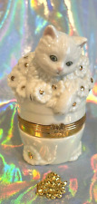 Lenox The Inquisitive Kitten Cat Hinged Box with Gold-tone Trinket EUC picture