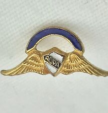 AOPA Wings Gold Tone Blue Enamel Vintage Small Pin Aircraft Owners Pilots Assn picture