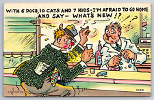 Vintage Postcard Humor Funny Cartoon Drunk at Bar Doesn't Want to go Home -3254 picture