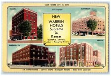 c1930's New Warren Hotels Supreme In Kansas KS Multiview Vintage Postcard picture