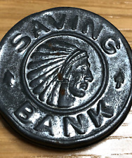 Vintage Saving Bank Indian Head ~ tin ~ slot ~ child's toy picture