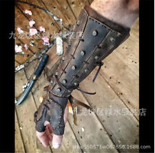 Medieval PU Leather Arm Armor Bracer Glove Lace Up Rivet Guard Arm Protective  picture