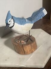 Vintage 1978 Hand carved Blue Jay Signed By Bill & Chris Gillespie picture