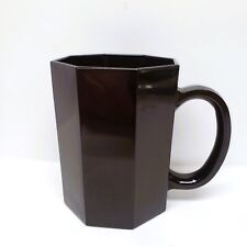Vintage Arcoroc Octime Black Glass Coffee Mug Made in France Octagonal picture