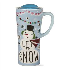Snowman Let It Snow Stoneware Travel Mug by TAG New Christmas Winter Decor New picture