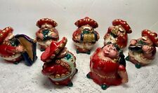 Vintage Mexican Folk Art Chalkware 7 Piece Mariachi Band Figures picture