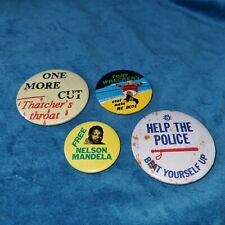 4 Rare Vintage Political Pin Badges, Thatcher, Tories, Nelson Mandela picture
