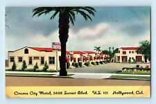 Hollywood California Cinema City Motel Sunset Blvd US 101 Palm Tree  Postcard C3 picture