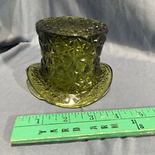 Vintage Fenton? Decorative Green Glass Top Hat Candy / Trinket Dish or Bud Vase picture