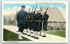 Postcard Drilling New Recruits, Naval Base Training Station, Hampton Rds VA J83 picture