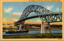 Vtg 1940s Bridge Over Cape Cod Canal Sagamore Massachusetts MA Postcard picture