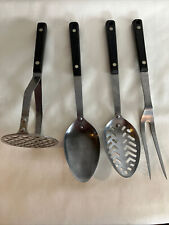 Flint Utensil 4 Piece Set  Vintage ￼Potato Masher, Slotted Spoon, Spoon, Fork picture