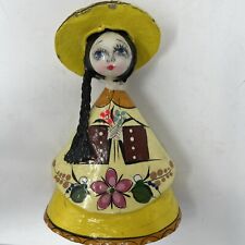 Abelardo Ruiz Big Eye Girl Doll Folk Art Mexico Paper Mache Figurine Mid Century picture