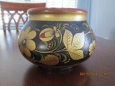 Khokhloma Hohloma Vintage Russian USSR Wooden Bowl Red/Gold Pre-owned picture