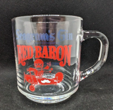 Set of 4 Arcoroc Seagrams Gin Red Baron Clear Glass Mug Flying Plane Cups Mugs picture