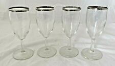 4 Vintage Crystal Silver Rimmed Wine / Champagne Glasses MCM 5.5