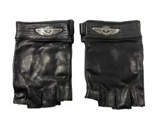 Harley Davidson Black Leather Fingerless Gloves 100th Anniversary Size Medium picture