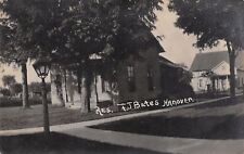Hanover MI T J Bates Residence & Home Behind~Lamppost~Sidewalk~RPPC c1908 picture