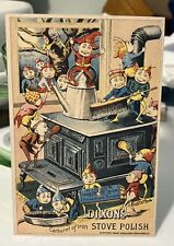Antique Victorian Trade Card Dixon Stove Polish with Pixie Elves picture