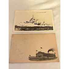 RPPC USS MONAGHAN DD-354 WWII ship 1930-50 real photo postcard + Another 1914 picture