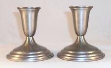 Pair Vintage Short Reed & Barton Pewter Classically Designed Candlestick Holders picture