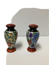 Antique Salt and pepper shakers Czechoslovakian pottery  1927 Multicolored EUC picture
