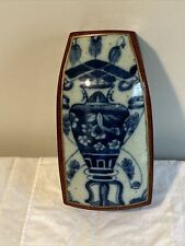 Vintage Asian Chinese Oriental Lacquered Blue White Enamel Trinket Box Jewelry picture