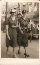 RPPC Two Women Downtown-1930s Fashion Real Photo Post Card Vintage picture