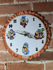 VTG Ceramic Clown Clock Handmade and Painted Glazed Colorful Cop Navy picture